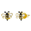 925 Sterling Silver Enamel Plated Gold Earrings-1