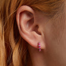 925 Sterling Silver Enamel CZ Earrings for Women, 1.2*0.3cm, Platinum Plated-7
