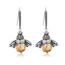 925 Sterling Silver Earrings with Oxidized Finish and Pavé Setting CZ-1