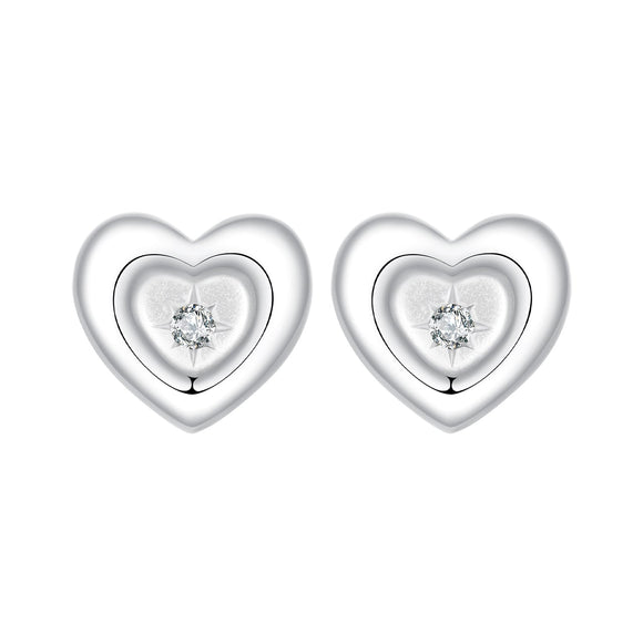 925 Sterling Silver White Gold Plated CZ Earrings