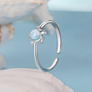 925 Sterling Silver + Plated White Gold Larimar Ring - Style E - 1.6mm Width-3