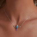 925 Sterling Silver Plated Platinum Pendant Necklace with Enamel and CZ for Women-6