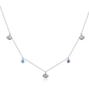 925 Sterling Silver Adjustable Necklace with Scallop Design and Pavé Setting CZ-1