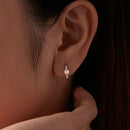925 Sterling Silver White Gold Plated Moissanite & Pearl Earrings for Women-9