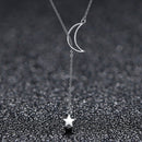 925 Sterling Silver Necklace 47cm with Moon Pendant for Women-2
