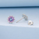 925 Sterling Silver Earrings with Pavé CZ and Enamel Process, 0.8cm, White Gold Plated for Women-3