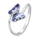925 Sterling Silver Ring with Transparent Glass & Pavé CZ, Size 6.0, Oxidized Finish - Women's Jewelry-1