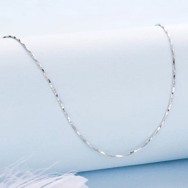 925 Sterling Silver White Gold Plated Necklace 40+5cm for Women - 0