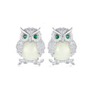 925 Sterling Silver Plated Platinum Luminous Stone Earrings 10*8mm for Women-4