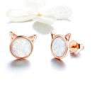 925 Sterling Silver Plated Rose Gold Opal Earrings 0.8cm for Women-5