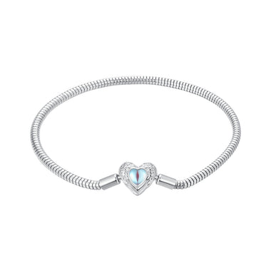 925 Sterling Silver Moonstone Bracelet 17.0 cm with White Gold Plating for Women