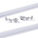 925 Sterling Silver Earrings - 1.4x0.5 cm - Platinum Plated for Women-3