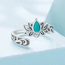 925 Sterling Silver Ring with Synthetic Turquoise in Oxidized Finish for Women-4
