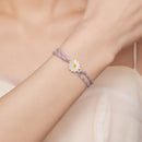 925 Sterling Silver Plated Platinum Deep Seashell Bracelet 24cm Adjustable for Women-8