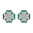 925 Sterling Silver Earrings with Pavé Set CZ & White Gold Plating, 0.75cm for Women-1