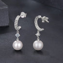 925 Sterling Silver Moissanite and Synthetic Pearl Earrings for Women-3
