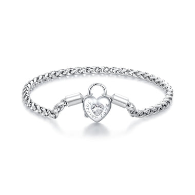 925 Sterling Silver Bracelet with CZ in Pavé Setting, 17.0 Size, Platinum Plated for Women - 0