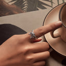 925 Sterling Silver Oxidized Silver 0.2-1.3 cm Adjustable Ring-6