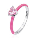 925 Sterling Silver Enamel Pavé CZ Ring Size 7 for Women-1