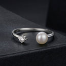925 Sterling Silver Moissanite Quality Shell Pearl Ring for Women - Size E-7