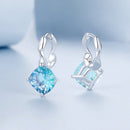 925 Sterling Silver Earrings with Transparent Glass and White Gold Plating for Women-4