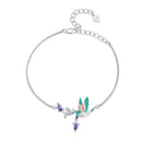 925 Sterling Silver Enamel Plated Platinum Bracelet with CZ, Adjustable Length for Women-3