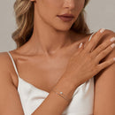 925 Sterling Silver White Gold Plated Heart-Shaped Bracelet with CZ, Length 150+60mm-7