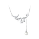 925 Sterling Silver Necklace with Quality Shell Pearl & Platinum Plating, 380mm Length for Women-2