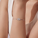 925 Sterling Silver + White Gold Plated 15cm Adjustable Bracelet with CZ and Synthetic Spinel for Women-6