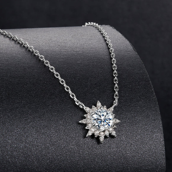 925 Sterling Silver 0.5 Carat Moissanite Necklace in White Gold Plating for Women