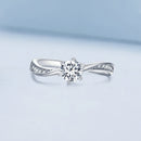 925 Sterling Silver Platinum Plated 5mm CZ Ring Size 6 for Women-3
