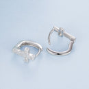 925 Sterling Silver Hoop Earrings with Pavé Setting CZ, 1.3x0.8cm, for Women-4
