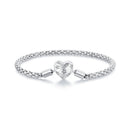 925 Sterling Silver Oxidized Silver Bracelets 17.0 Size with CZ for Women-2