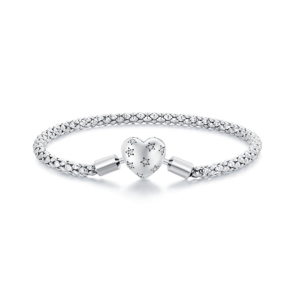 925 Sterling Silver Oxidized Silver Bracelets 17.0 Size with CZ for Women