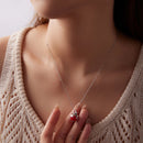 925 Sterling Silver White Gold Plated Enamel Necklace 40+5cm for Women-7