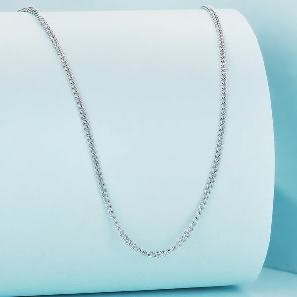 925 Sterling Silver 45S Platinum Plated Necklace for Women - 400mm Length, 0.8mm Thickness