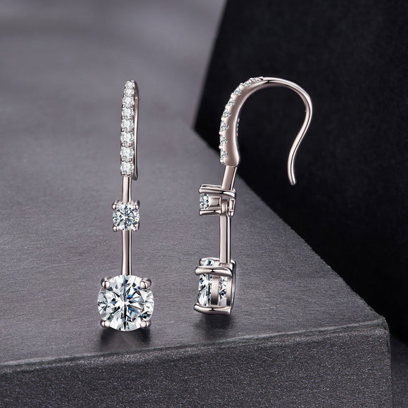 925 Sterling Silver Moissanite 1.00 Carat Earrings for Women