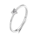 925 Sterling Silver 0.4cm Heart-shaped CZ Ring-1