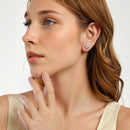 925 Sterling Silver Earrings with Pave Setting CZ and White Gold Plating-7