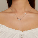925 Sterling Silver Necklace with CZ Pendant, 450mm Length, Platinum Plated, for Women-5