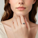 925 Sterling Silver Agate and CZ Pendant Ring Size 6 for Women-8