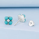 925 Sterling Silver Earrings with Synthetic Turquoise and CZ in Oxidized Finish-2