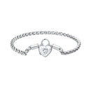 925 Sterling Silver Bracelet with CZ in Pavé Setting, 17.0 Size, Platinum Plated for Women-1