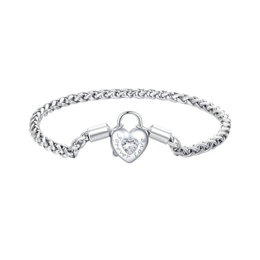 925 Sterling Silver Bracelet with CZ in Pavé Setting, 17.0 Size, Platinum Plated for Women