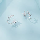 925 Sterling Silver Plated Platinum Earrings with CZ-3