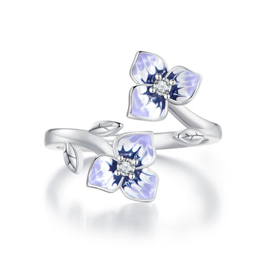 S925 Sterling Silver Enamel CZ Pavé Setting Ring for Women - 0