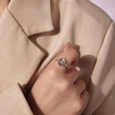 925 Sterling Silver Ring with Transparent Glass & Nano Opal, Width 0.18cm, Style E, for Women-6