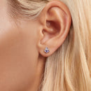 925 Sterling Silver Earrings with Nano Opal Stone and CZ, White Gold Plated, 0.7cm, for Women-7