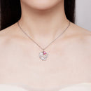 925 Sterling Silver Necklace with Pavé Setting CZ, 25x19mm Pendant, 400mm-450mm Length for Women-8