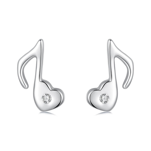 925 Sterling Silver Earrings with Pavé Setting CZ in White Gold Finish, 1x0.7cm for Women